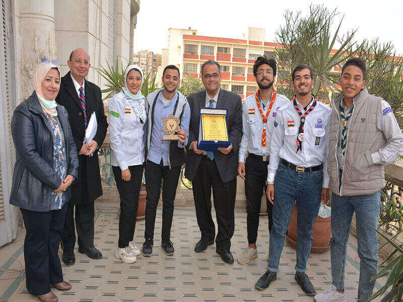 Vice President of Ain Shams University for Education and Student Affairs receives a delegation from the university's Scots team