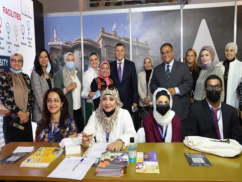 The President of the University inspect the university’s pavilion participating in the Higher Education Exhibition in its ninth edition