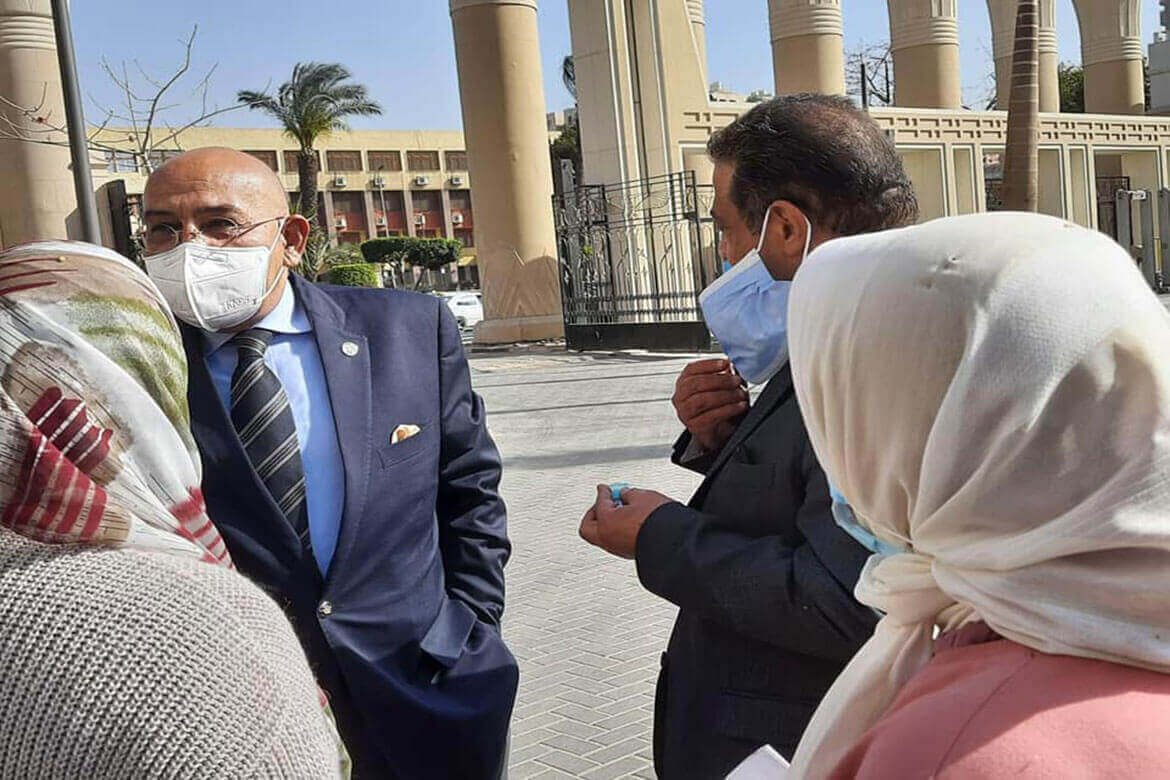 The President of Ain Shams University in an inspection tour to the Faculty of Arts