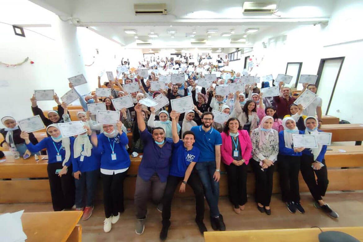 Honoring ceremony for students of summer training in the bioinformatics program at the Faculty of Computer and Information Sciences