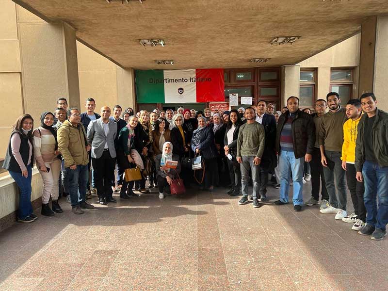 The meeting of the graduates of the Italian language department with faculty staff and students of the third and fourth year at the Faculty of Al-Alsun