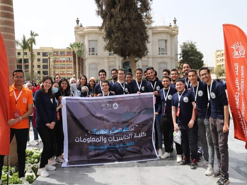 The first center of the handball team for female team of Faculty of computer and information Sciences in the Student Families Festival