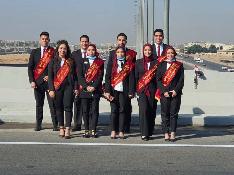 Ain Shams University students participate in the opening of national projects in the fields of sports, roads and housing, with His Excellency the President of the Republic